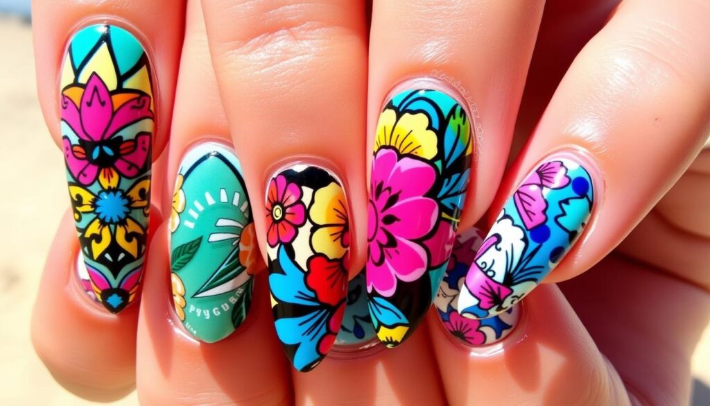 bold patterns and graphic nail designs